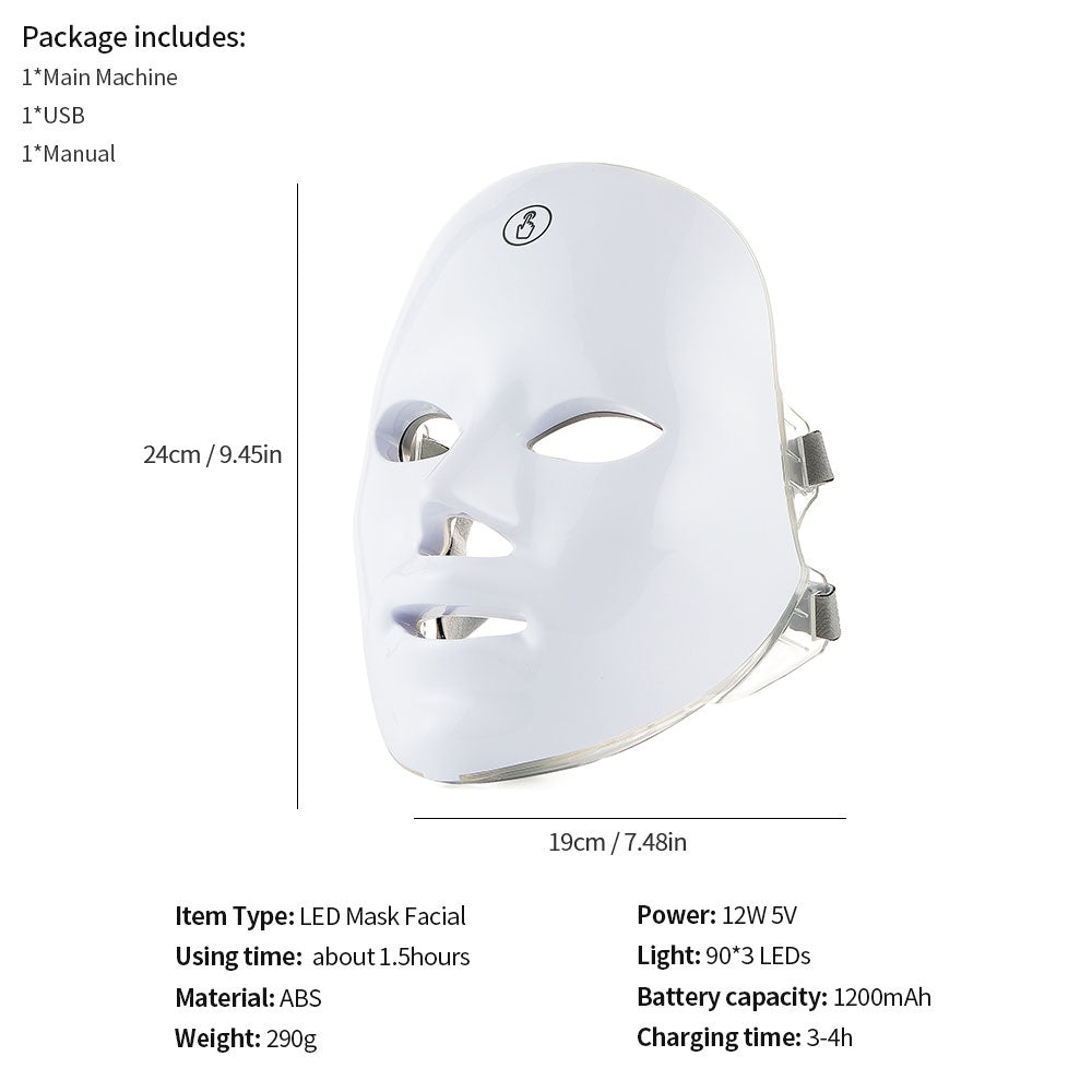 Masque LED Visage & Cou – 7 Couleurs