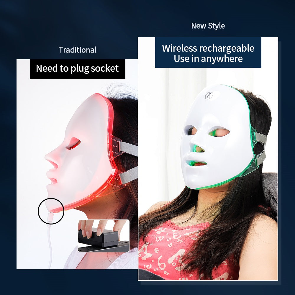 Comparaison du masque LED visage rechargeable et d'un modèle filaire